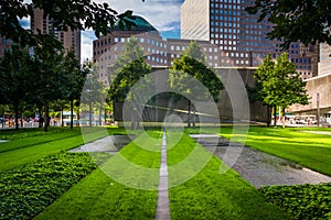 The September 11th Memorial Grounds in Lower Manhattan, New York