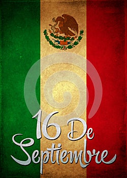September 16 Mexican independence day spanish text card - poster