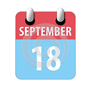 september 18th. Day 18 of month,Simple calendar icon on white background. Planning. Time management. Set of calendar icons for web