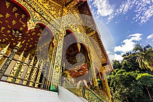 September 20, 2014: Entrance to The Haw Pha Bang temple in Luang Prabang. Laos