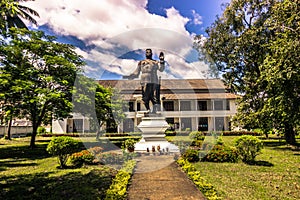 September 20, 2014: Statue of Sisavang Vong in Luang Prabang, Laos