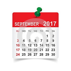 September 2017 calendar