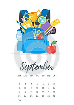 September 2018 year calendar page