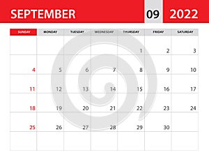 September 2022 template, Calendar 2022 template vector, planner monthly design, Desk calendar 2022, Wall calendar, calendar design