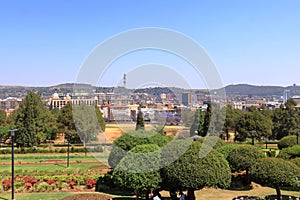 September 29 2022 - Pretoria, South Africa: View over Pretoria city from the Union Buildings near the Nelson Mandela Monument