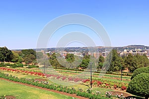 September 29 2022 - Pretoria, South Africa: View over Pretoria city from the Union Buildings near the Nelson Mandela Monument