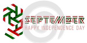 September 9, Tajikistan Independence Day congratulatory design with tajik flag elements