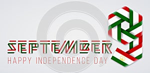 September 9, Tajikistan Independence Day congratulatory design with tajik flag elements. Vector illustration