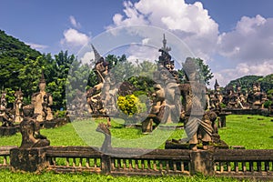 September 26, 2014: Buddhist stone statues in Buddha Park, Laos