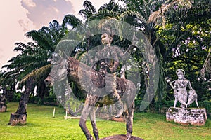 September 26, 2014: Buddhist stone statues in Buddha Park, Laos