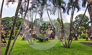 September 26, 2014: Buddhist stone statues in Buddha Park, Laos