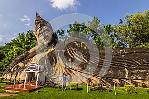 September 26, 2014: Buddhist stone statues in Buddha Park, Laos