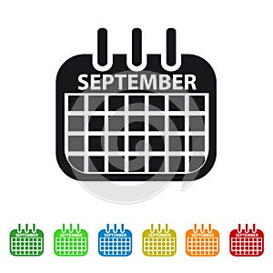 September Calendar Icon - Colorful Vector symbol