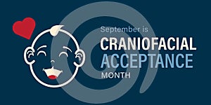 September is Craniofacial Acceptance Month. Awareness campaign vector banner for web and social media photo