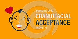 September is Craniofacial Acceptance Month. Awareness campaign vector banner for web and social media photo