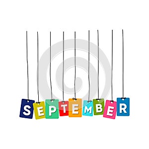 September hanging words vector, colourful words vector