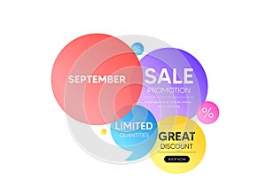 September month icon. Event schedule Sep date. Discount offer bubble banner. Vector