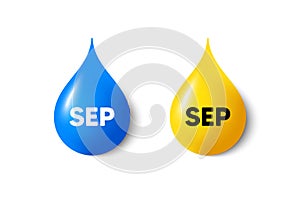 September month icon. Event schedule Sep date. Paint drop 3d icons. Vector