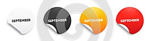 September month icon. Event schedule Sep date. Round sticker badge banner. Vector