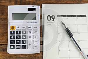 September organizer with calculator