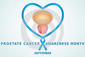 September prostate cancer awareness month flat vector illustration. Protection,healthcare,prevention concept.