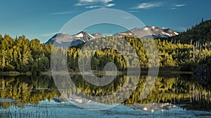 SEPTEMBER 1, 2016 Scenic View Of The Kenai Mountains Reflected In Tern Lake During Fall On The Kenai Peninsula In Southcentral Ala photo
