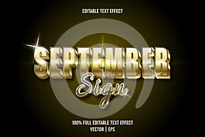 September sign editable text effect emboss elegant style