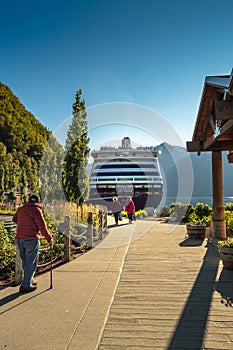 September 15, 2018 - Skagway, AK: Passengers returning on foot to cruise ships.