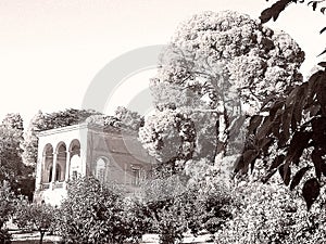 SEPTEMBER 26, 2019, Villa Famiglia Falgari of Tarquinia Italy of 1919 seen from an adjacent hill photo