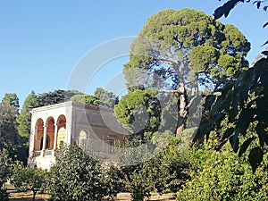 SEPTEMBER 26, 2019, Villa Famiglia Falgari of Tarquinia Italy of 1919 seen from an adjacent hill photo