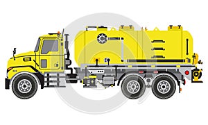 Septic Tank Truck side view in yellow color