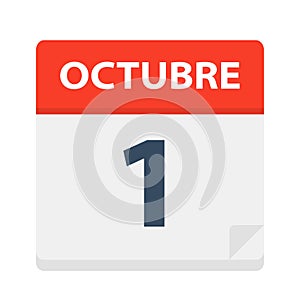 Septiembre 1 - Calendar Icon - September 1. Vector illustration of Spanish Calendar Leaf