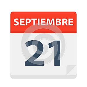 Septiembre 21 - Calendar Icon - September 21. Vector illustration of Spanish Calendar Leaf photo