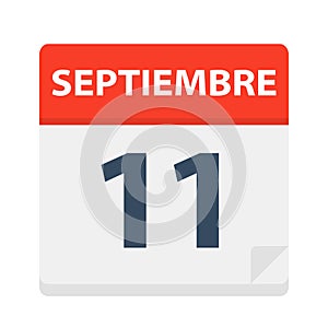 Septiembre 11 - Calendar Icon - September 11. Vector illustration of Spanish Calendar Leaf photo