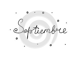 Septiembre phrase handwritten with a calligraphy brush. September in spanish. Modern brush calligraphy. Isolated word black photo
