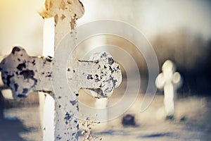 Sepulchral old cross at the cemetery.