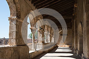 Beautiful archade at San Salvador church, Sepulveda. Porticoed gallery photo