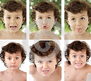 Sequence of a adorable boy grimacing