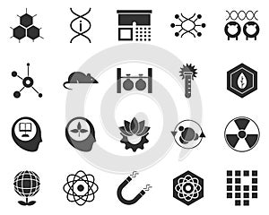 Sequence, biology. Bioengineering glyph icons set. Biotechnology for health, researching, materials creating. Molecular biology,