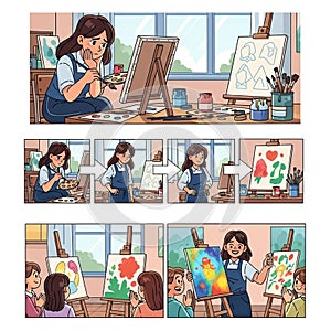 Sequence captures the progression and eventual success of her creative