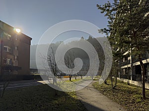 The sequence of life in the village of Wabern, a district of the city of Bern photo