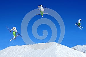 Sequence of skier jumping
