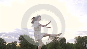 Sequence slow motion jump ballerina girl Japanese