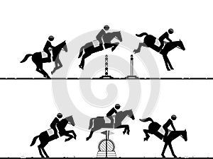 Sequences of horse jumping over obstacles