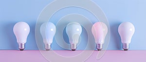 Sequential light bulbs on a dual-tone background, suitable for energy innovation, progressive lighting solutions, smart