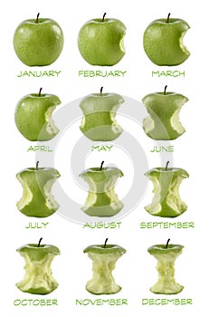 Sequenza di dodici mele mangiate photo