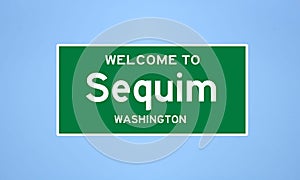 Sequim, Washington city limit sign. Town sign from the USA.