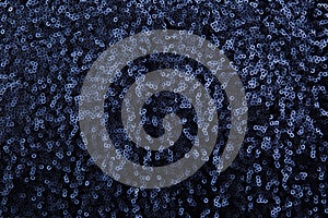 Sequin 3 D. Navy Blue Sparkling Sequin Textile Background. 3 D details