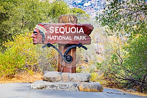 Sequoia National Park entrance sign, California, USA