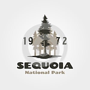 sequoia travel outdoor logo vector illustration design, national park vintage logo design photo